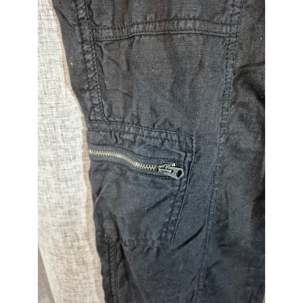Athleta Black 100% Linen Cargo Jogger Pants Size 8 Utility Pockets - Picture 3 of 8